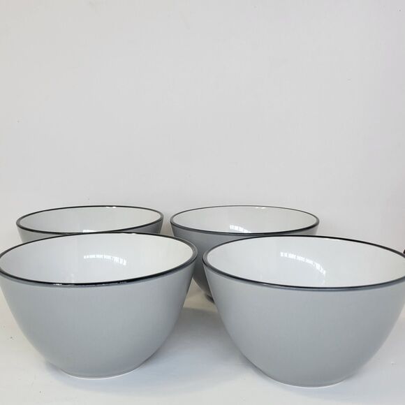 Culinary Arts Matte Bands Nickel Gray 4 Cereal Bowls 5 3/4\